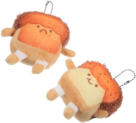 SHINEOFI 2 Stück Kleiner Plüsch Toast Anhänger Niedliche Toastpuppe Schlüsselanhänger Weicher Gefüllter Brot Anhänger Für Handtaschen Und Geschenke
