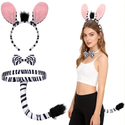 Beipegin Tierkostüm Zubehör Löwe Fuchs Schaf Katze Ohren Ohren Stirnbänder Schwanz Tier Haarreif Tier Kostüm für Kinder Erwachsene Karneval Geburtstag Halloween Cosplay