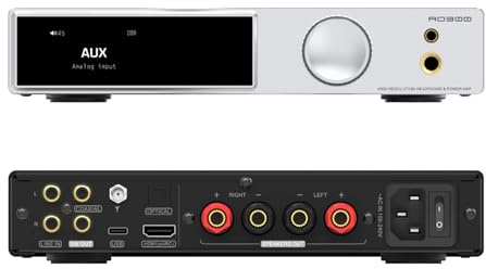 SMSL AO300 PRO Power Amplifier, CS43131 165W DAC Amp, USB/Coax/Opt/RCA to 2.1 Channel Speaker/Subwoofer, 4.4mm/6.35mm Headphone Amplifier, MQA DAC Amp, Silver