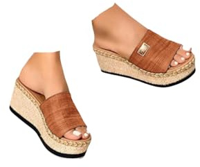 2026 New Women's Orthopedic Wedge Sandals,Multicolor Platform Espadrille Sandal,Woven High Heels Open Toe Espadrilles Wedges Boho Casual Comfortable Slip on Slide Shoes