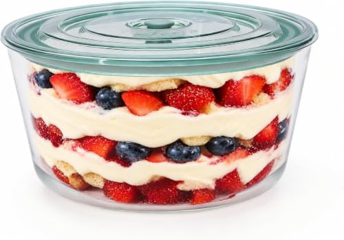 Punorric 3L Trifle Bowl, Trifle Bowl Glass Large with Airtight Lid, Serving Dishes & Clear Mixing Bowl for Dessert, Cake, Salads and Pudding & Party Display, Microwave &Dishwasher Safe
