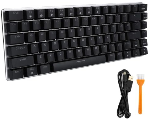 CHEOTIME Tastiera da gioco meccanica, Tastiera cablata USB retroilluminata a LED ultra sottile RGB 82 tasti, Tastiera meccanica AK33 per PC portatile (Interruttore blu)
