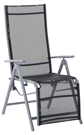 DELUKE Liegestuhl Natali Schwarz Kunststoff | Gartenstuhl Relaxsessel Gartenliege Balkon