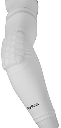 The Fearless Arm Sleeve Basketball Shooting Sleeve piłka ręczna kompresji armstulpe Volley Ball mankiety z tapicerką elbogen mężczyzn i kobiet, biały, M