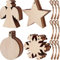 60 Stücke Weihnachten Holz Ornamente Runde Holz Scheiben Holz Schneeflocke Engel Form Scheiben mit 60 Stücke Schnüre (Laterne, Stern, Schneeflocke und Engel Design)