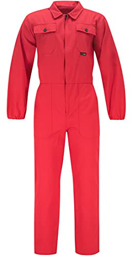 BWOLF ANAX 100% Cotton Work Utility & Safety Coveralls with Multifunctional Pockets and Zipper (M, Red)