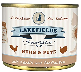 Lakefields Premium Nassfutter für Katzen | Huhn & Pute 90% | Katzenfutter nass ohne Zucker und Getreide | 200g | Katzenminze, Kürbis & Pastinaken | Hochwertige Rezeptur aus regionalen Zutaten