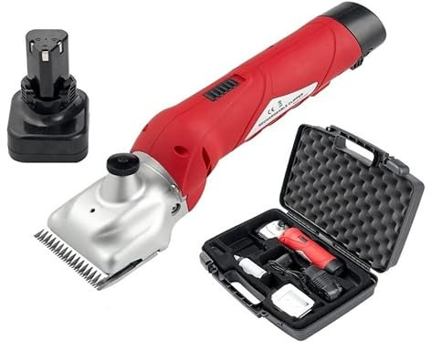 Esquiladora peladora FOLK modelo B5-LA con 250W - 1 Velocidad, 12V batería inalámbrica, Para caballos, mulos, perros grandes (E - + 1 Batería de 4000mAh)