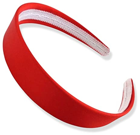 Topkids Accessories Serre-tête Alice en satin pour femmes, adultes, filles, enfants, école années 60, 70, 80, serre-tête uni de 2,5 cm d'épaisseur, large et rigide (1 serre-tête, rouge)