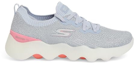 Skechers Women's 124905 GYPK Trainers, Gray Textile/Pink Trim, 5 UK
