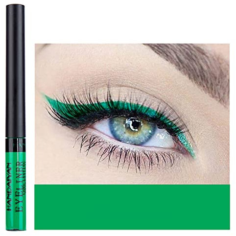 Coloured Eyeliner, Matte Liquid Green Eyeliner Long-Lasting Waterproof Liquid Eye Liner, Highly-Pigmented Colourful Eye Liner for Eye Makeup Tools, Black, White, Purple, Brown(Only Green)
