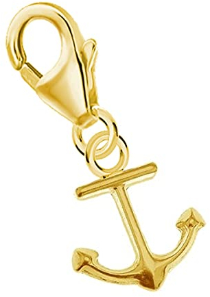 Goldene Hufeisen Anker Karabiner Charm Anhänger für Bettelarmband aus 925 Sterling-Silber Vergoldet