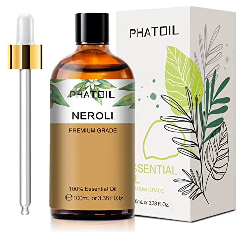 PHATOIL Huile Essentielle Néroli 100ml, Huile Essentielle Fleur d'Oranger Pure Naturelle, Huile Essentielle pour Diffuseur Aromathérapie, Humidificateur, Bougies