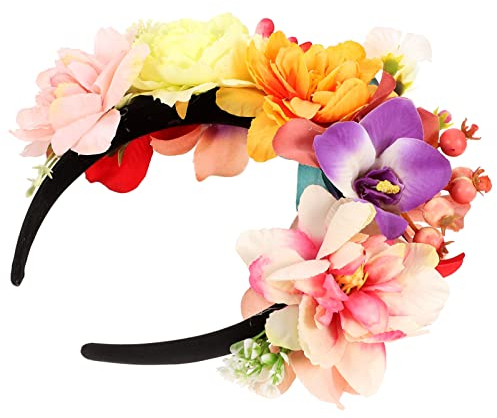 FOMIYES Stirnband Aus Künstlichen Blumen Dia De Los Muertos Kopfschmuck Mexikanischer Kopfschmuck Blumenkranz Krone Brautjungfer Rose Tiara Boho Blumenkopfschmuck Urlaub Stoff Fein