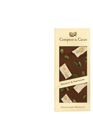 Tablette chocolat noir nougat de montelimar 90g - Comptoir du Cacao