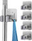 Always Beautiful 4 Pcs Mop Broom Holder, Broom Holder Wall Mounted Mop Holder Self Adhesive Broom Handle Bracket For Bathroom,Kitchen,Closet,Garden (Silver)