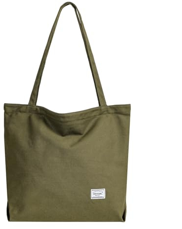 TANTOMI Handtasche, Tote Bag mit Taschenfach Groß Shopper Tasche, Schultertaschen für Arbeit Büro Reisen Einkaufen Schule(Olivgrün)