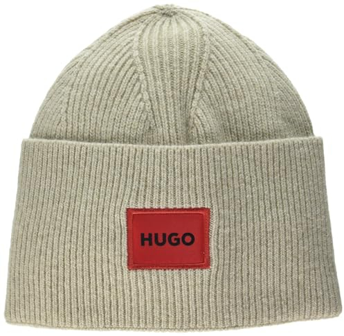 HUGO Herren Knitted with Turn Up Cuff Beanie-Mütze, Hafercreme, Einheitsgröße