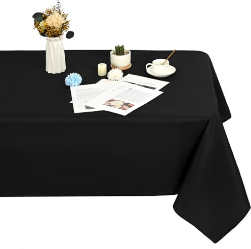 1 Stück Rechteck Tischdecke,153x260cm Schwarz Tischdecke Polyester Tischdecke für 1,8m Rechteck Tische,Fleck und Falten beständige waschbare Stoff Tischdecke für Hochzeit,Restaurant