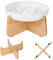 Elevated Ceramic Slow Feeder Cat Bowl with Fish Pool Design, High-Edged Anti-Vomiting Puzzle Feeder for Dry and Wet Food, Promoting Healthy Diet (White)