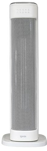 Igenix IGHT020DW Oscillating Tower Fan Heater With 15 Hour Timer and 30 Second Auto Delay Shutdown, 2000 W, 3 Heat Modes, Overheat Protection, Touch Button and Remote Control