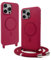 CUZZCASE Cover Compatible with iPhone 13 Mini (5.4 inches), Magnetic Cover [Compatible with MagSafe],Bumper with Lace,Adjustable Lanyard TPU Silicone Rope Case-Red