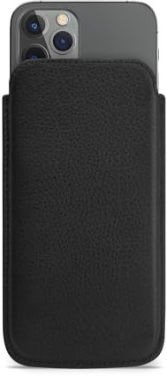WIIUKA Hülle für iPhone 16 Pro / 16, Lederhülle extra Dünn, Premium Leder, Design Handyhülle Pouch Tasche Sleeve Schwarz