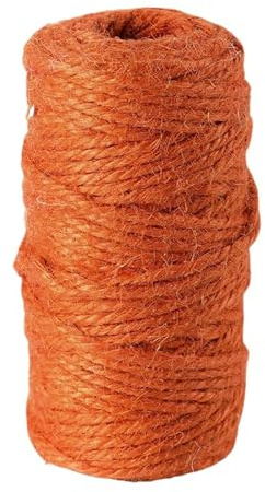 WANYI 1 Stück Jute-Schnur Kordel 100M pro Rolle Juteschnur Bunt Schnur Reißfest Kordelband 2mm Dicke Juteseil für Dekokordel, Geschenkverpackung, Handwerk(Orange)