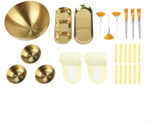 Lot de 26 bols de soin du visage en acier inoxydable avec brosses et accessoires de beauté pour mélanger, appliquer le nettoyage et les soins de la peau