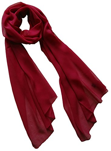 nella-mode Uni-Farbener Seidenschal, ca. 180x50 cm; reine Seide; Farbe Bordeaux (Dunkelrot)