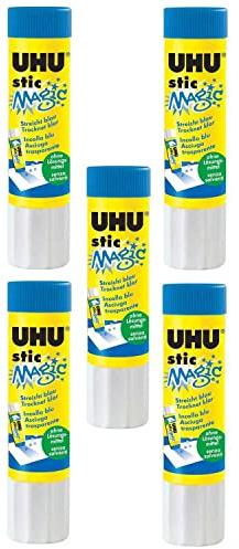 UHU Lot de 5 Bâtons de colle stic MAGIC Sans solvants 21 g