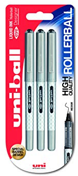 uni-ball UB-157D Eye Designer, feine Tintenroller, schwarze Uni Super-Tinte, 0,7-mm-Spitze, 3er-Packung