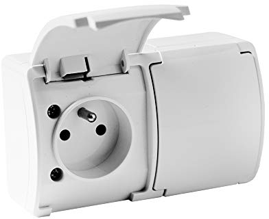 2 prise Dolta aufputzs teckdose avec rabat 2 x 2P + Z avec terre Française de type E 162–01 Blanc DV 5867