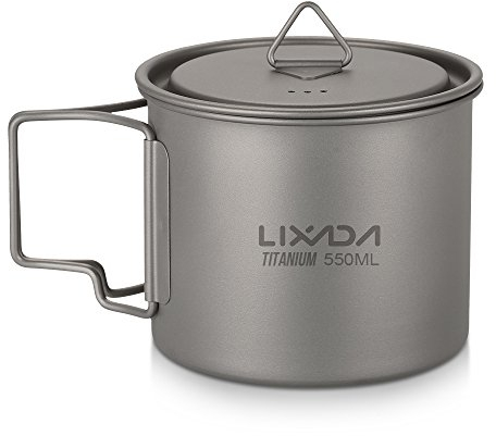 Lixada Titanio Taza Portable Camping Picnic Taza de Agua con Asa Plegable 300ml / 350ml / 420ml / 550ml / 650ml / 750ml
