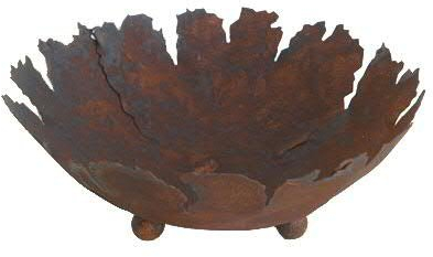Rostige & Runde Schale (auf Bodenplatte) mit Rissen - Kleine Dekoschale: Ø 35cm - Wetterfest & Frostsicher - Metall/Edelrost/Rost - Rostschale/Metallschale zur Dekoration