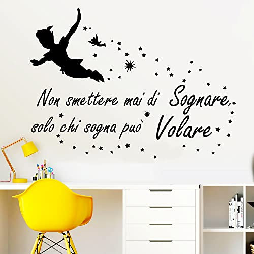 STICKER DESIGN Adesivi Murali Frasi per bambini motivazionali, Frase Adesiva Personalizzabile Solo chi Sogna, Sticker decorativo Cameretta Bimba, Bimbo per Pareti, Mobili, Sticker cameretta bambini