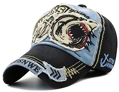 Sporty Herren Baseball Cap Shark Fight Skull