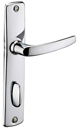 THIRARD - Ensemble de Poignées pour Porte Intérieure Abbeville à Condamnation Clé - Acier Embouti - Usage Salle de Bain et Toilette - Entr'Axes 165 mm - Carré 7 mm - Finition Chromé - Gris