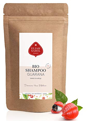 ELIAH SAHIL Bio GUARANA BIO Pulver Shampoo Refill Bag Nachfüllpackung 250g | 100% Bio zertifizierte Naturkosmetik | Damen und Heeren Shampoo | Haut und Haar | ca. 100 Anwendungen I ZERO (Green) Waste
