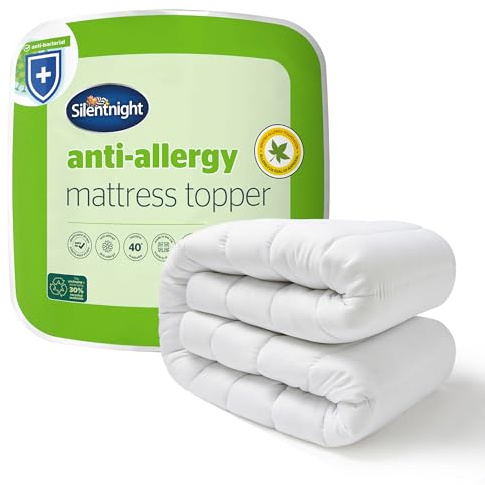 Silentnight Anti-Allergy Single Mattress Topper - Thick Deep Mattress Pad Protecting Against Allergies and Dust Mites - Hypoallergenic and Machine Washable - Single Bed,White