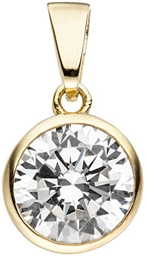 Jobo Damen-Anhänger Rund aus 925 Sterling Silber vergoldet mit Zirkonia 9 mm
