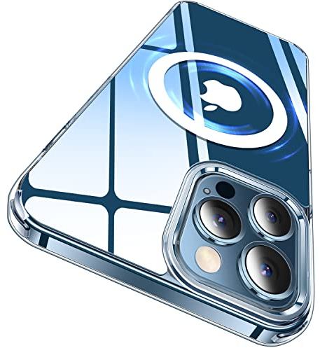 CASEKOO 2024 Neu Magic Stand für iPhone 12 Pro Max Hülle für MagSafe [Militärschutz] [Unsichtbarer Ständer] Stoßfeste Kratzfeste Schutzhülle Dünne Griffige Handyhülle Clear Case - Clear