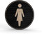 Holz-Türschild Piktogramm Damen - Hinweisschild aus Eichenfurnier - rund Ø 10cm, schwarz - Für Ihre Tür & Wand - Inkl. Klebepad - Betriebsausstattung24®