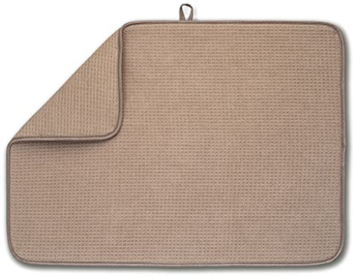 XXL Dish Mat 24 x 17 (Largest MAT) Microfiber Dish Drying Mat, Super Absorbent by Bellemain (Mocha)