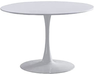 PEGANE Table à Manger Ronde Coloris Blanc - Diamètre 110 x Hauteur 75 cm