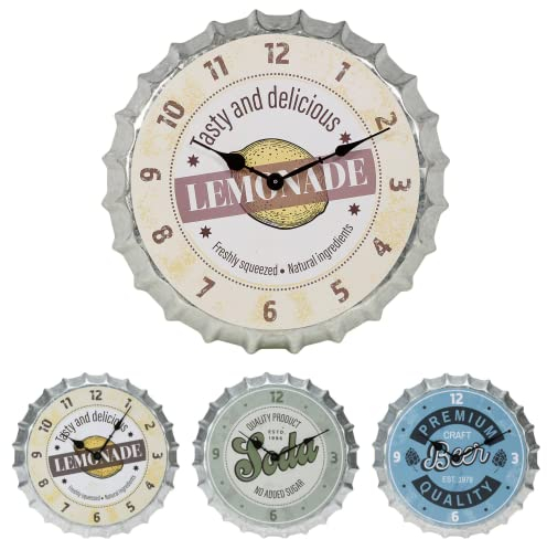 URBNLIVING 30cm Metal Bottle Top Cap Novelty Quirky Wall Clock Vintage Retro Mancave Pub (Soda)