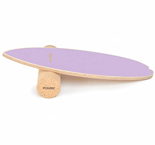 POWRX Surf Balance Board Holz Orchidee inkl. Rolle | Koordinationstraining für Surfbrett, Surfboard, Skateboard, Sport Balance Board, Kraft- & Gleichgewichtstrainer Indoor & Outdoor