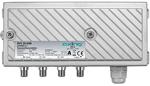 Axing BVS 20-69N Hausanschluss-Verstärker CATV Kabelfernsehen digital Internet aktiver Rückkanal 5-65 MHz (38 dB, 107 dBµV 5-1006 MHz)