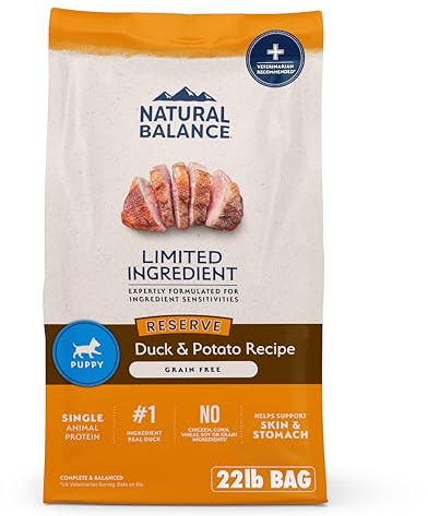 Natural Balance Limited Ingredient Puppy Grain-Free Dry Dog Food, Reserve Duck & Potato Recipe, 22 Pound (Pack of 1)
