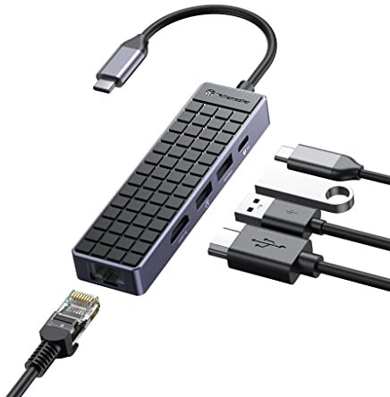 Yottamaster USB C Hub Ethernet, 5 in 1 USB C Hub Multiport Adapter with 4K HDMI, RJ45 Ethernet, USB3.0, 60W PD, Compatible with Type C Laptop Devices